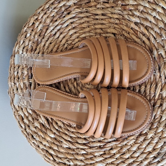 Madewell Womens‎ Addie Camel Brown Leather Multi-Strap Slide Sandals S-7.5 - Picture 4 of 10